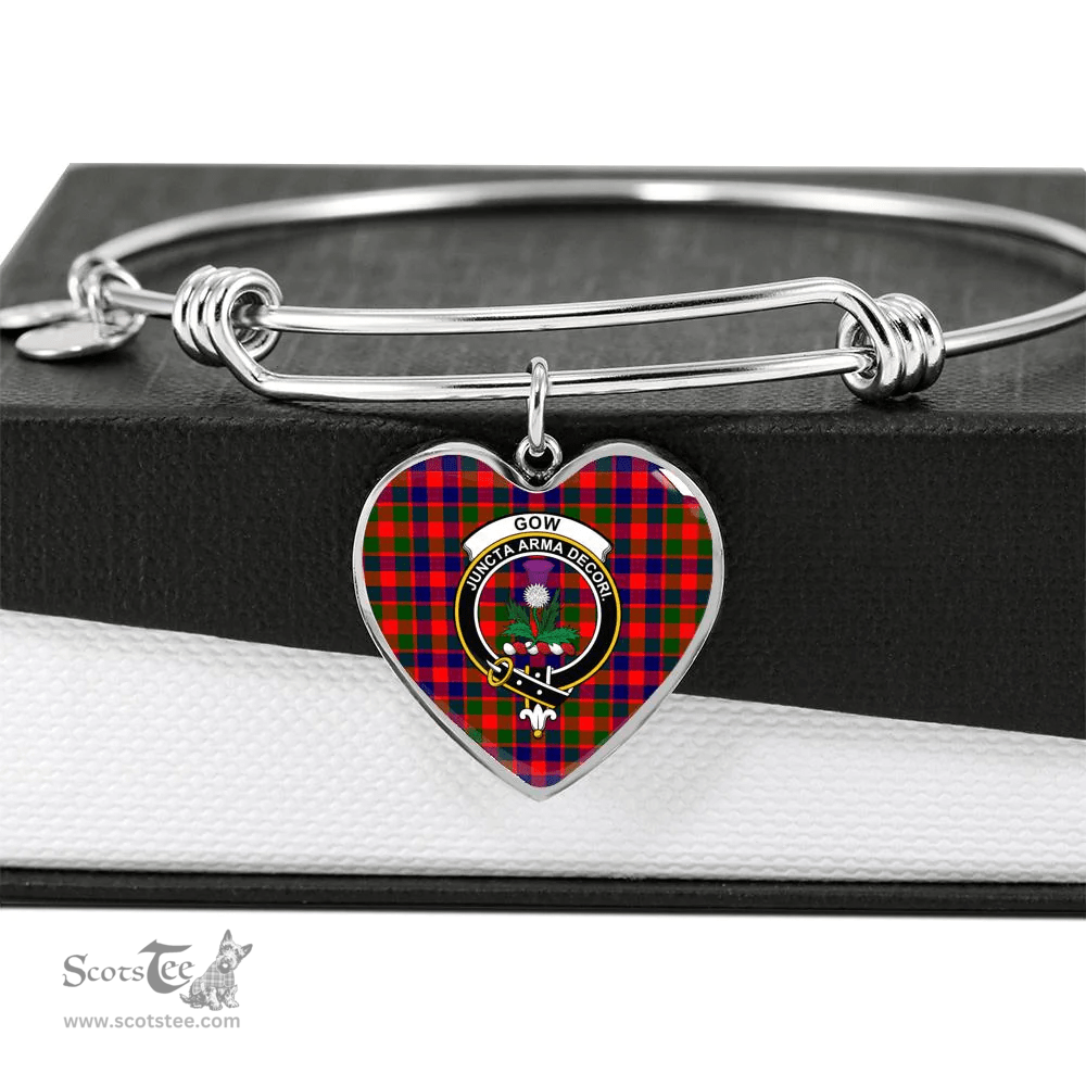 Scottish Gow of Skeoch Clan Tartan Bangle - Crest Heart Bangle Scottish Plaid Tartan Plaid