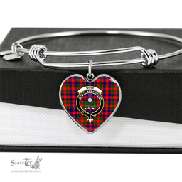 Scottish Gow of Skeoch Clan Tartan Bangle - Crest Heart Bangle Scottish Plaid Tartan Plaid