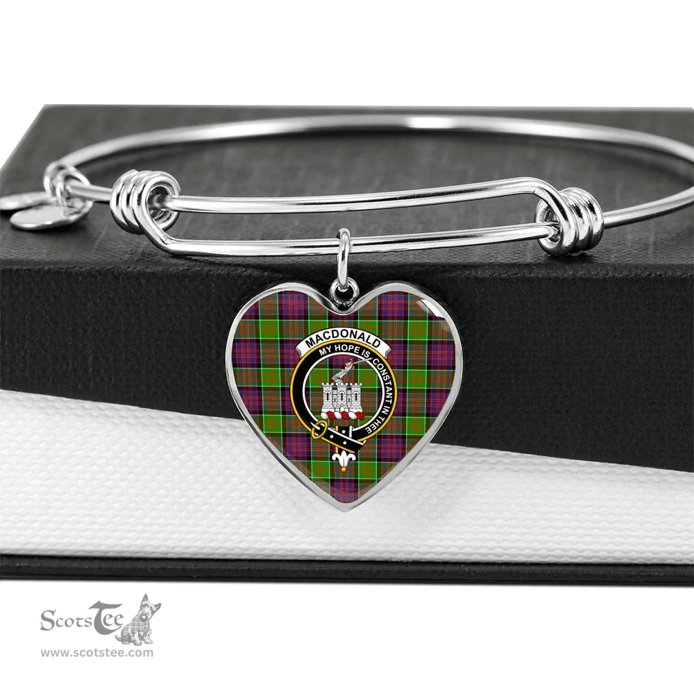 Scottish MacDonald of Clan Ranald Clan Tartan Bangle - Crest Heart Bangle Scottish Plaid Tartan Plaid