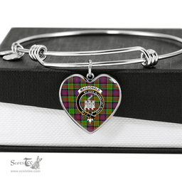 Scottish MacDonald of Clan Ranald Clan Tartan Bangle - Crest Heart Bangle Scottish Plaid Tartan Plaid