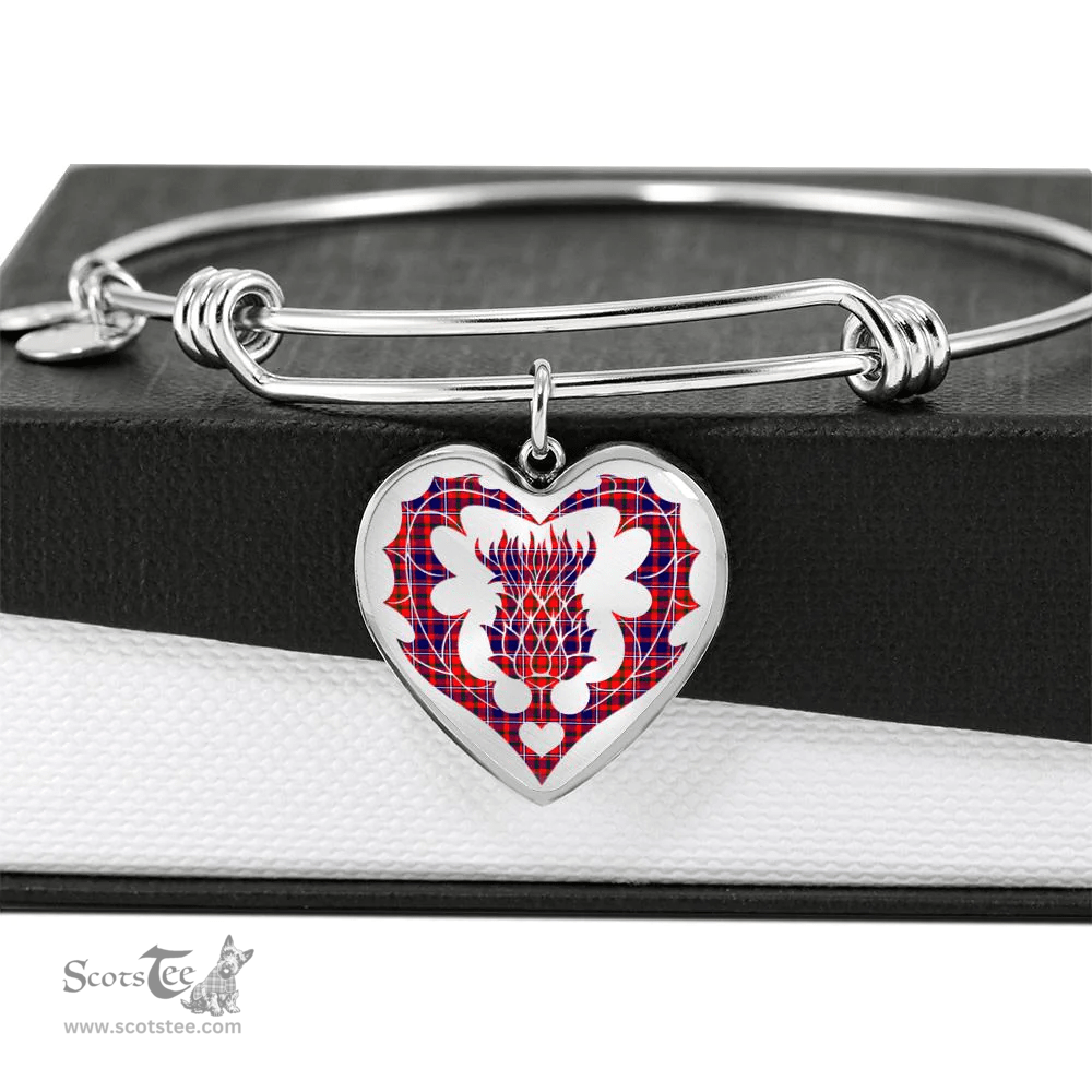 Scottish Cameron of Lochiel Modern Clan Tartan Bangle - Thistle Heart Shape Scottish Plaid Tartan Plaid