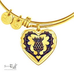 Scottish Pride of Scotland Clan Tartan Bangle - Thistle Heart Shape Scottish Plaid Tartan Plaid