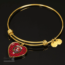 Scottish Murray (of Dysart)  Clan Tartan Bangle - Crest Heart Bangle Scottish Plaid Tartan Plaid