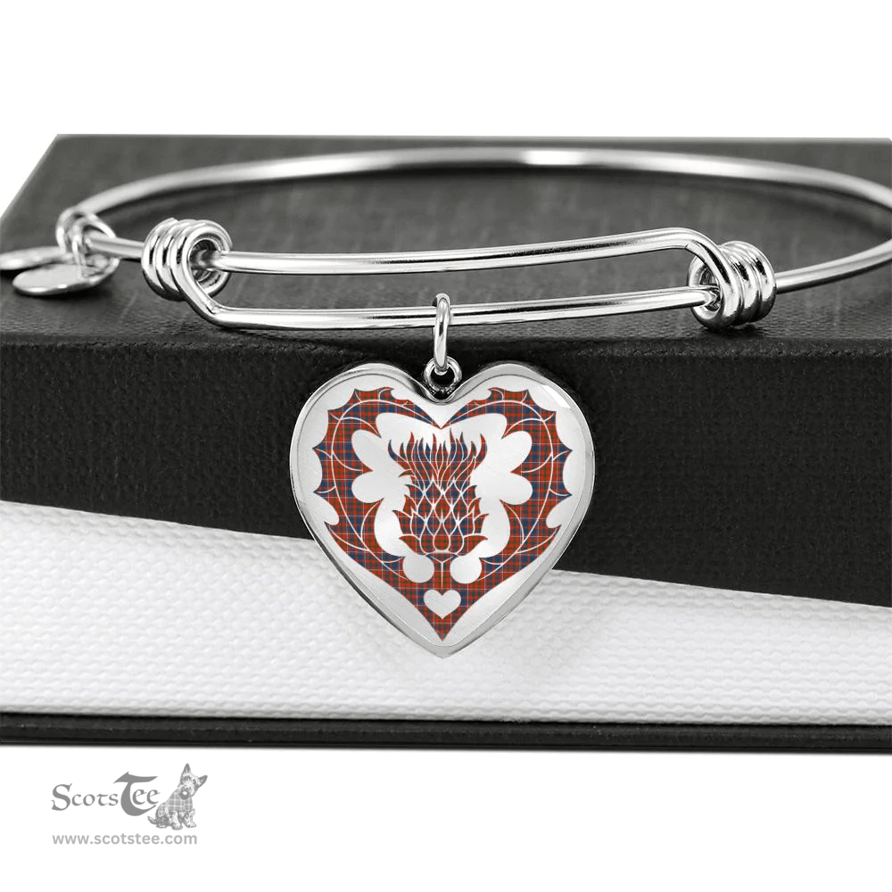 Scottish Cameron of Lochiel Ancient Clan Tartan Bangle - Thistle Heart Shape Scottish Plaid Tartan Plaid