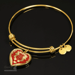 Scottish MacDonnell of Keppoch Modern Clan Tartan Bangle - Thistle Heart Shape Scottish Plaid Tartan Plaid