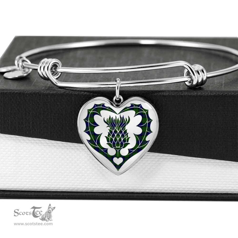 Scottish Dundas Modern Clan Tartan Bangle - Thistle Heart Shape Scottish Plaid Tartan Plaid
