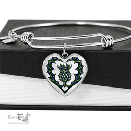 Scottish Dundas Modern Clan Tartan Bangle - Thistle Heart Shape Scottish Plaid Tartan Plaid
