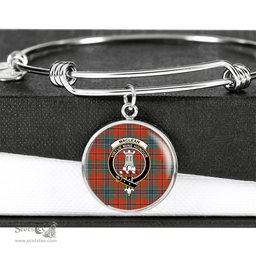 Scottish MacLean of Duart Ancient Clan Tartan Bangle - Crest Circle Bangle Scottish Plaid Tartan Plaid