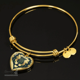 Scottish MacDonald of the Isles Hunting Modern Clan Tartan Bangle - Thistle Heart Shape Scottish Plaid Tartan Plaid