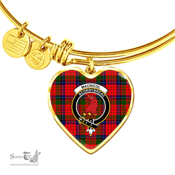 Scottish MacNicol (of Scorrybreac) Clan Tartan Bangle - Crest Heart Bangle Scottish Plaid Tartan Plaid