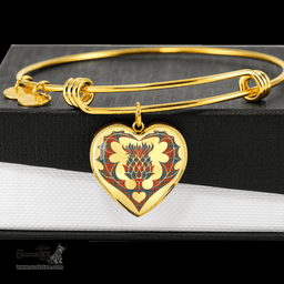 Scottish MacLean of Duart Ancient Clan Tartan Bangle - Thistle Heart Shape Scottish Plaid Tartan Plaid