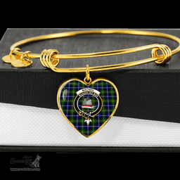 Scottish MacNeil of Barra Clan Tartan Bangle - Crest Heart Bangle Scottish Plaid Tartan Plaid