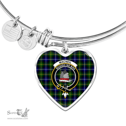 Scottish MacNeil of Barra Clan Tartan Bangle - Crest Heart Bangle Scottish Plaid Tartan Plaid