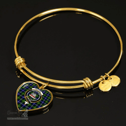 Scottish MacNeil of Barra Clan Tartan Bangle - Crest Heart Bangle Scottish Plaid Tartan Plaid