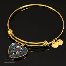 Scottish Ogilvie Hunting Modern Clan Tartan Bangle - Crest Heart Bangle Scottish Plaid Tartan Plaid