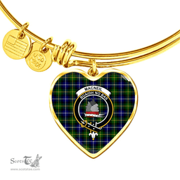 Scottish MacNeil of Barra Clan Tartan Bangle - Crest Heart Bangle Scottish Plaid Tartan Plaid