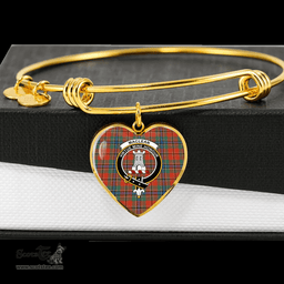 Scottish MacLean of Duart Ancient Clan Tartan Bangle - Crest Heart Bangle Scottish Plaid Tartan Plaid
