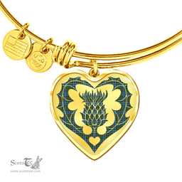 Scottish Ogilvie Hunting Ancient Clan Tartan Bangle - Thistle Heart Shape Scottish Plaid Tartan Plaid