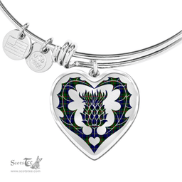 Scottish MacLeod of Harris Modern Clan Tartan Bangle - Thistle Heart Shape Scottish Plaid Tartan Plaid