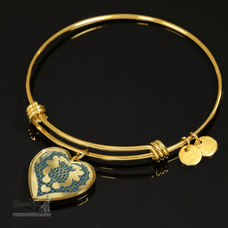 Scottish MacNeill of Barra Ancient Clan Tartan Bangle - Thistle Heart Shape Scottish Plaid Tartan Plaid