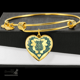 Scottish MacNeill of Colonsay Ancient Clan Tartan Bangle - Thistle Heart Shape Scottish Plaid Tartan Plaid