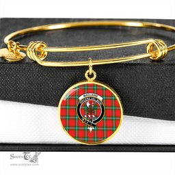 Scottish MacLaine of Loch Buie Clan Tartan Bangle - Crest Circle Bangle Scottish Plaid Tartan Plaid