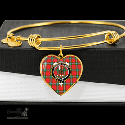 Scottish MacLaine of Loch Buie Clan Tartan Bangle - Crest Heart Bangle Scottish Plaid Tartan Plaid