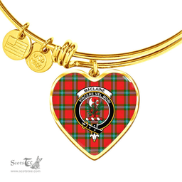 Scottish MacLaine of Loch Buie Clan Tartan Bangle - Crest Heart Bangle Scottish Plaid Tartan Plaid