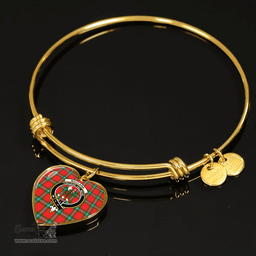 Scottish MacLaine of Loch Buie Clan Tartan Bangle - Crest Heart Bangle Scottish Plaid Tartan Plaid