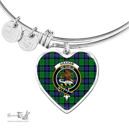 Scottish Graham of Menteith Modern Clan Tartan Bangle - Crest Heart Bangle Scottish Plaid Tartan Plaid