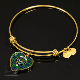 Scottish Graham of Menteith Modern Clan Tartan Bangle - Crest Heart Bangle Scottish Plaid Tartan Plaid