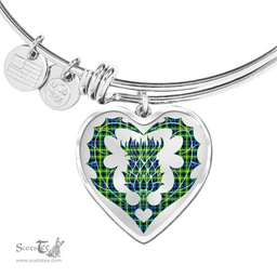 Scottish Campbell of Breadalbane Ancient Clan Tartan Bangle - Thistle Heart Shape Scottish Plaid Tartan Plaid