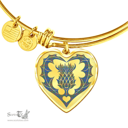 Scottish Stewart of Appin Hunting Ancient Clan Tartan Bangle - Thistle Heart Shape Scottish Plaid Tartan Plaid