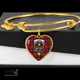 Scottish Gow of Skeoch Clan Tartan Bangle - Crest Heart Bangle Scottish Plaid Tartan Plaid