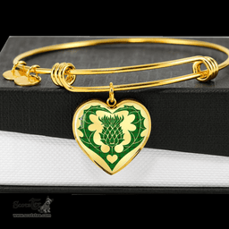 Scottish Don (Tribe-of-Mar) Clan Tartan Bangle - Thistle Heart Shape Scottish Plaid Tartan Plaid