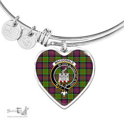 Scottish MacDonald of Clan Ranald Clan Tartan Bangle - Crest Heart Bangle Scottish Plaid Tartan Plaid