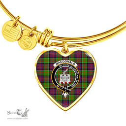 Scottish MacDonald of Clan Ranald Clan Tartan Bangle - Crest Heart Bangle Scottish Plaid Tartan Plaid
