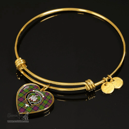 Scottish MacDonald of Clan Ranald Clan Tartan Bangle - Crest Heart Bangle Scottish Plaid Tartan Plaid