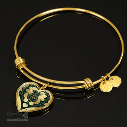 Scottish Dundas Modern Clan Tartan Bangle - Thistle Heart Shape Scottish Plaid Tartan Plaid