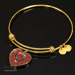 Scottish Stewart (Stuart) of Bute Clan Tartan Bangle - Crest Heart Bangle Scottish Plaid Tartan Plaid