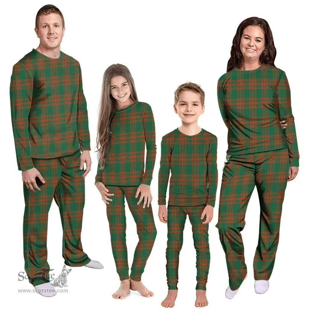 Scottish Menzies Green Ancient Clan Tartan Pyjama Family Set - Classic Scottish Plaid Tartan Plaid