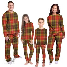Scottish Buchanan Old Set Weathered Clan Tartan Pyjama Family Set - Classic Scottish Plaid Tartan Plaid