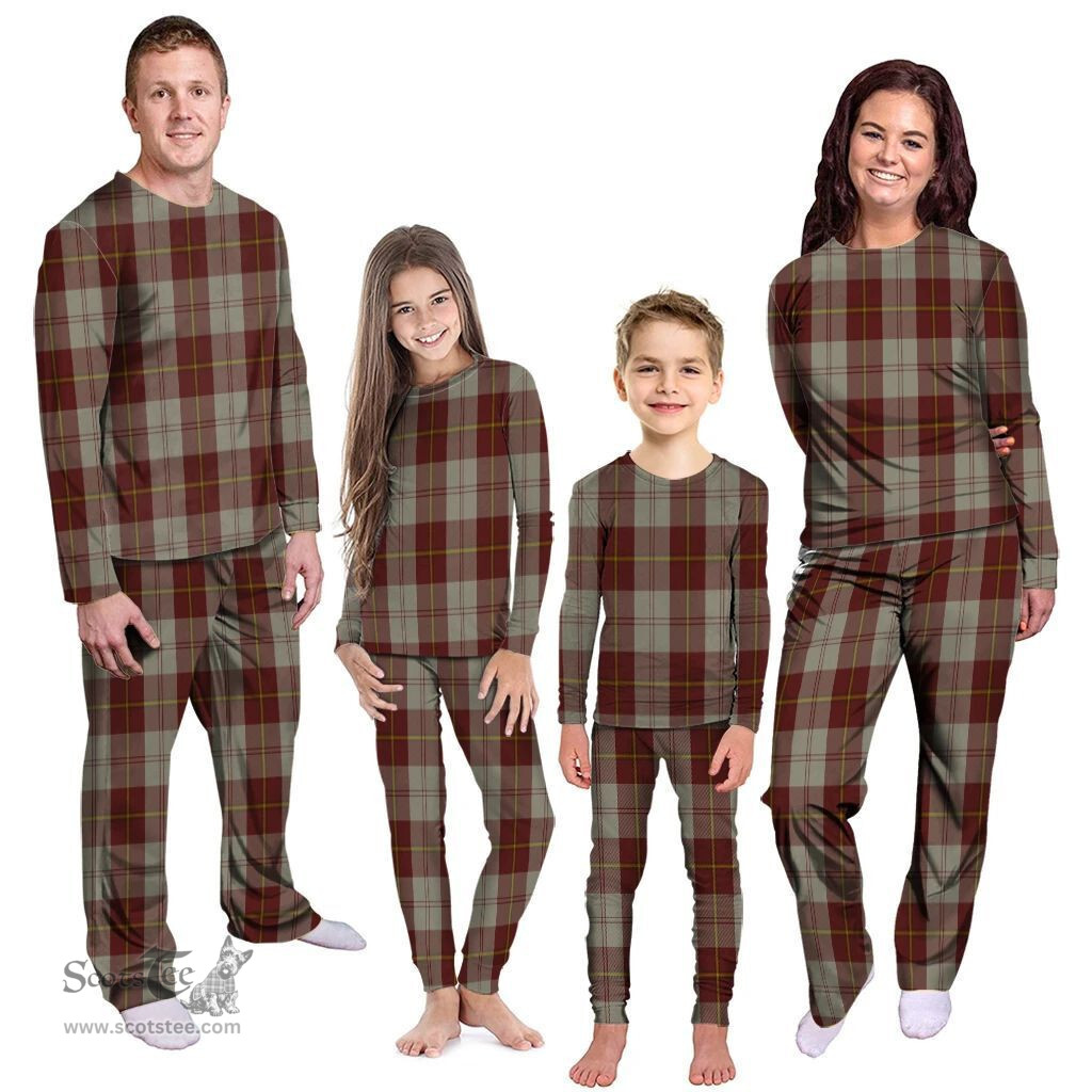Scottish Cunningham Burgundy Dancers Clan Tartan Pyjama Family Set - Classic Scottish Plaid Tartan Plaid
