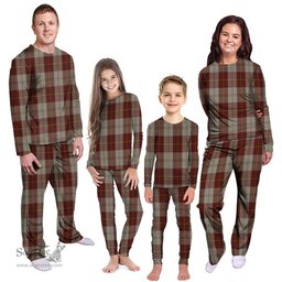 Scottish Cunningham Burgundy Dancers Clan Tartan Pyjama Family Set - Classic Scottish Plaid Tartan Plaid