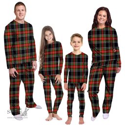 Scottish Stewart Black Clan Tartan Pyjama Family Set - Classic Scottish Plaid Tartan Plaid