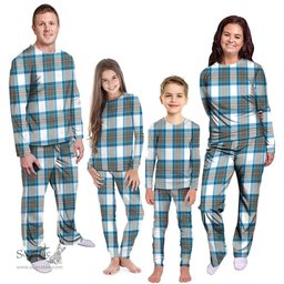 Scottish Stewart Muted Blue Clan Tartan Pyjama Family Set - Classic Scottish Plaid Tartan Plaid