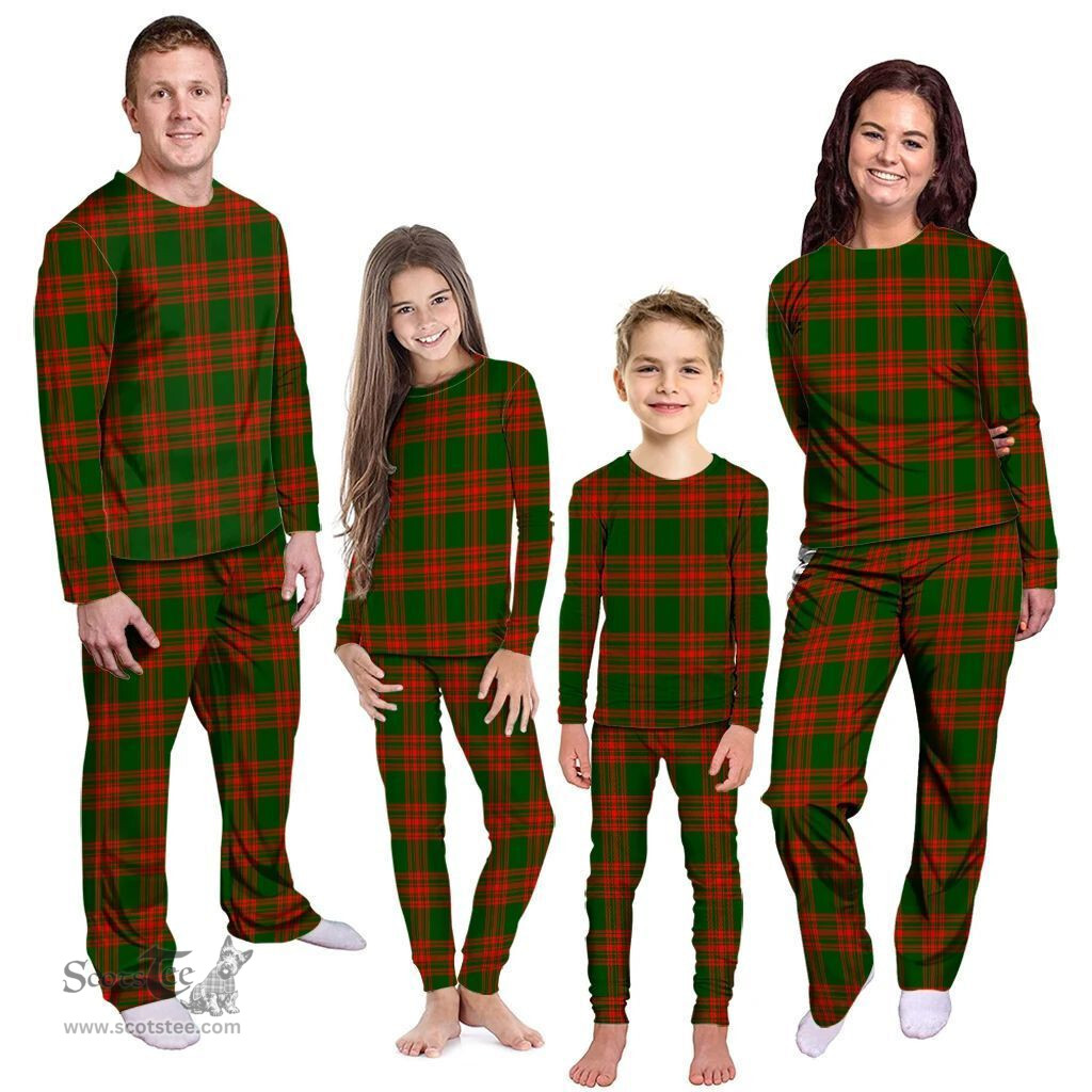 Scottish Menzies Green Modern Clan Tartan Pyjama Family Set - Classic Scottish Plaid Tartan Plaid
