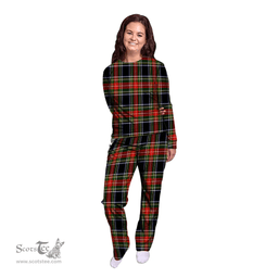 Scottish Stewart Black Clan Tartan Pyjama Family Set - Classic Scottish Plaid Tartan Plaid