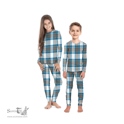 Scottish Stewart Muted Blue Clan Tartan Pyjama Family Set - Classic Scottish Plaid Tartan Plaid