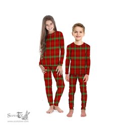 Scottish Morrison Red Modern Clan Tartan Pyjama Family Set - Classic Scottish Plaid Tartan Plaid